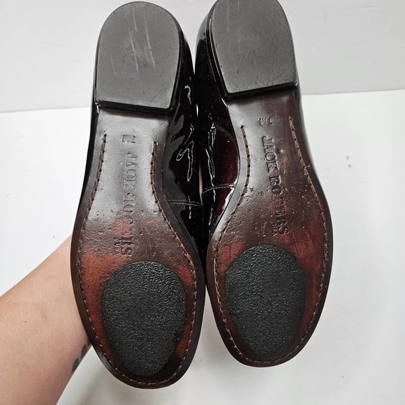 Jack Rogers Patent Leather Emblem Flats 7 Dark Brown Medallion - Picture 9 of 9